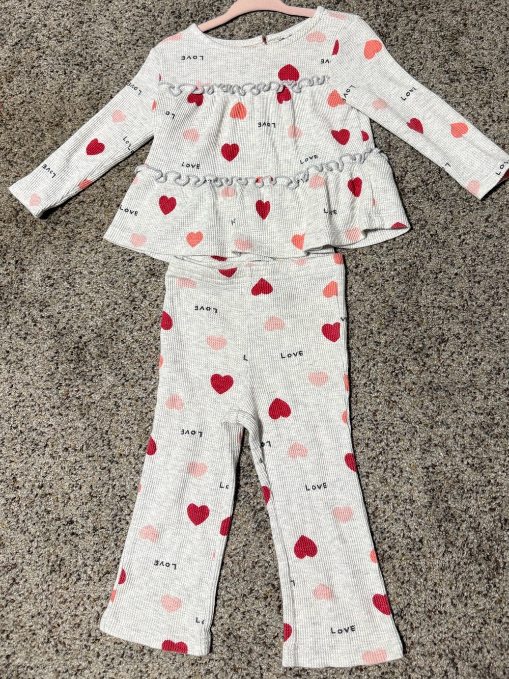 Girls Heart Print Set with Red & Pink Hearts